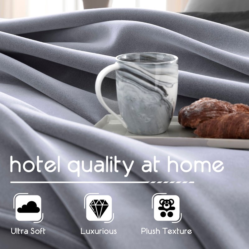 Vellux 1B07037 Original Insulating Core Hotel Style Solid blanket Machine Washable Soft Cozy Warm Thermal Durable Pet Friendly All Seasons Layering Bed Sofa Blankets, Full Queen, Grey - Image 4